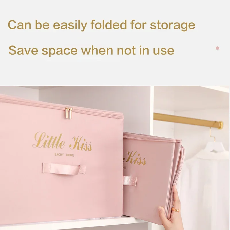 Foldable Clothes Quilt Storage Boxes Organizer Household Large Wardrobe Satin Fabric Home Large Item Storage Box Organizer