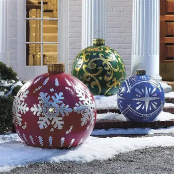 60CM Outdoor Christmas Inflatable Decorated Ball Made PVC Giant Light Glow Large Balls…