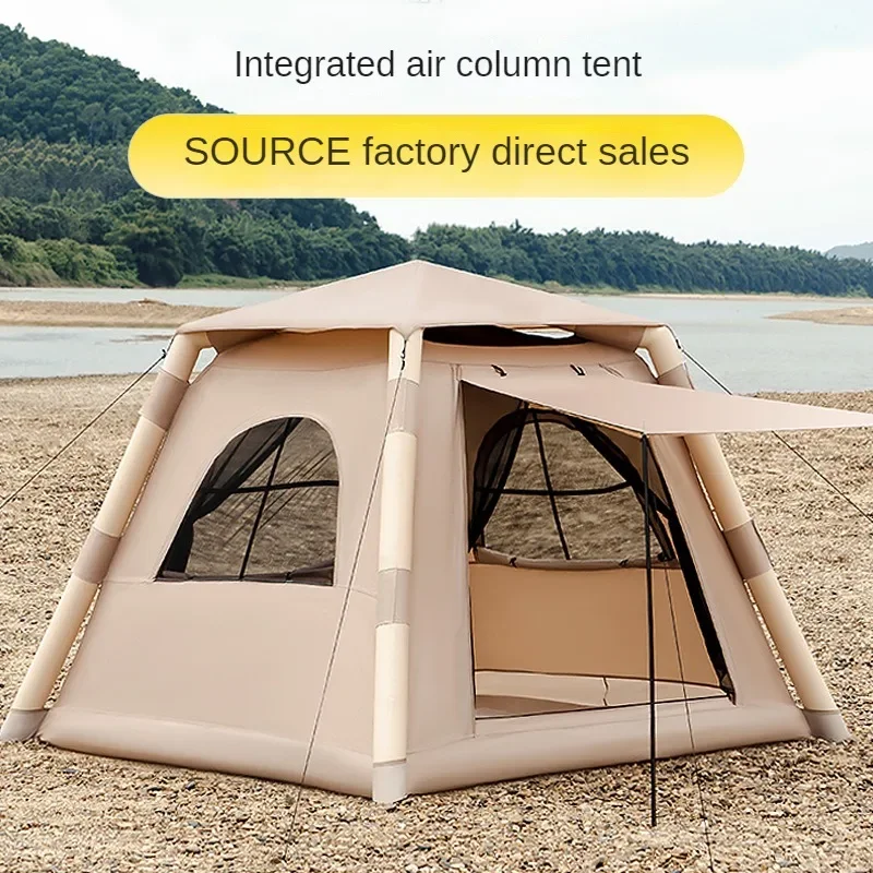 Portable Ultraviolet-Proof 4 Season Inflatable Tent 4-8 Persons Easy Setup Waterproof Windproof Self-Supporting Air Tent Pump