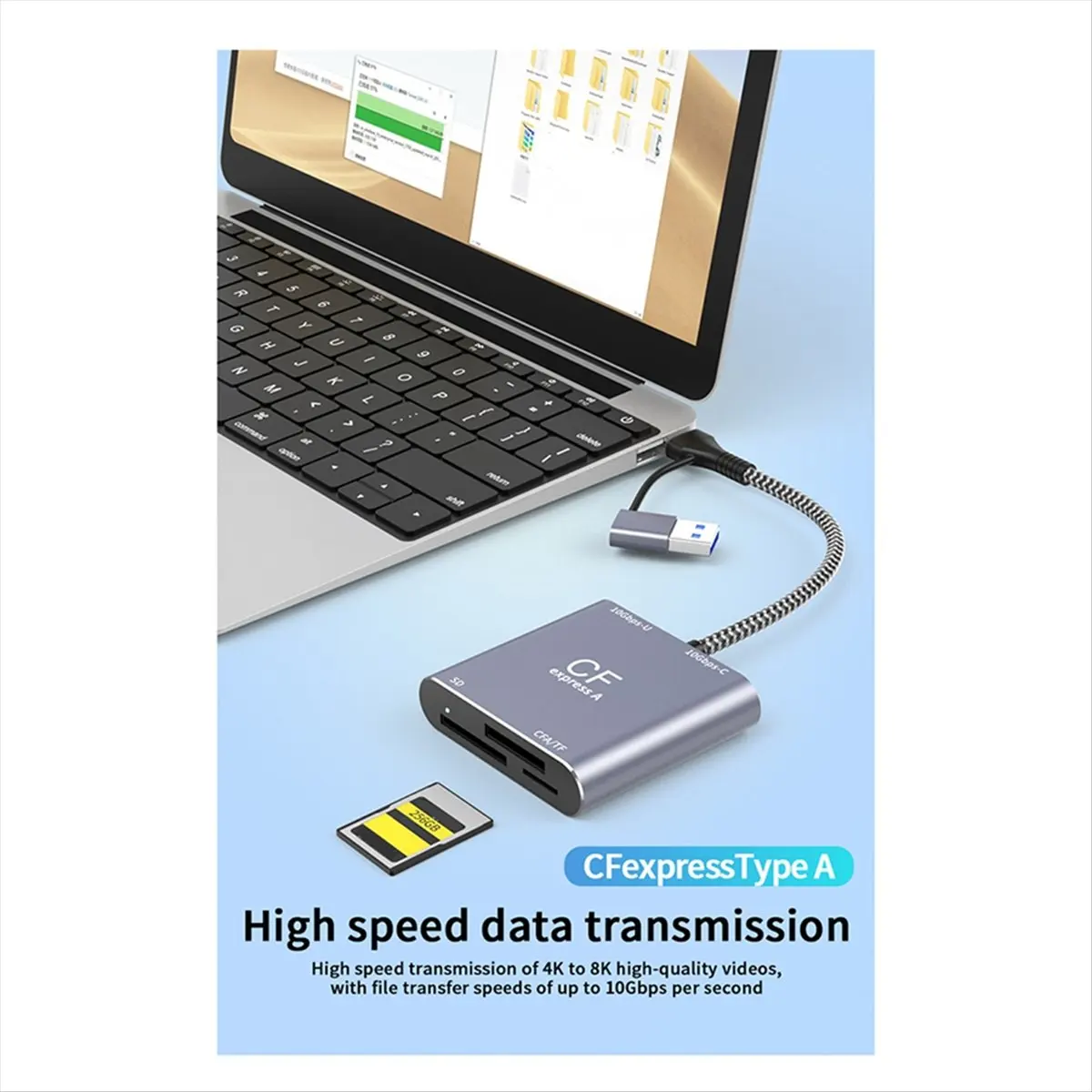 Высокоскоростной кардридер TCE CFexpress 3-в-1 Type-A SD TF USB3.2 Gen2 10 Гбит/с USB-C Hub B