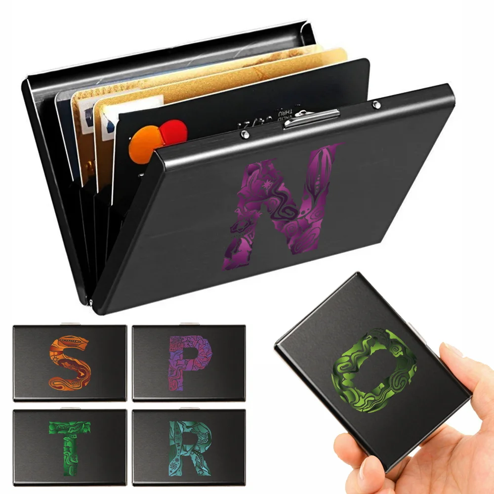 Porte-cartes fin pour hommes, portefeuille RFID, porte-cartes de crédit, boîte à cartes cool, clip protégé, motif d'image gravé