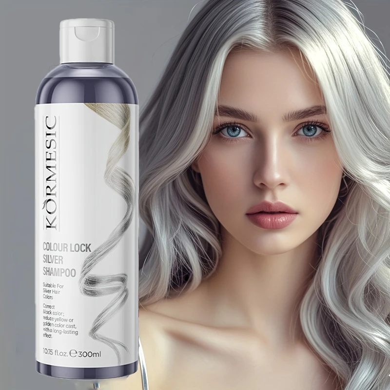 Unisex Silvery Lock Farbshampoo – Silver Fixing Shampoo, Farbverriegelung und Aufhellung, Reinigungspflege, Farbkonservierung, glattes Haar