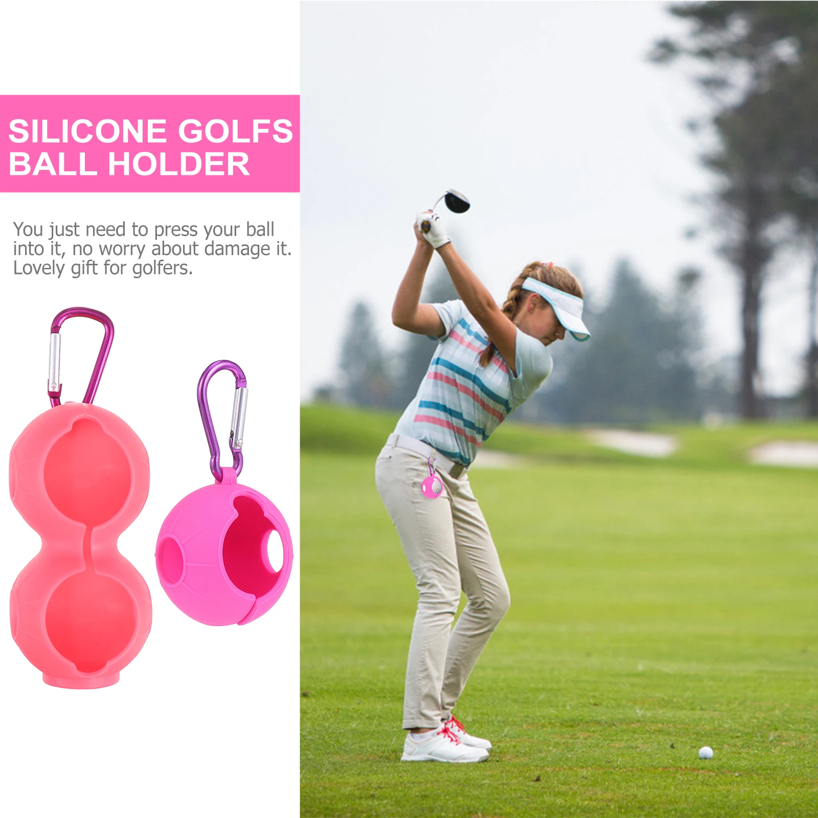 

2 Pcs Golf Set Golfs Ball Holder Holders Protection Carrier Dual Storage Carriers Balls Sleeve Silicone Clip Bag with Carabiner