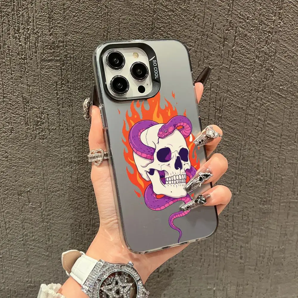 

This snake on skull phone case is suitable for iPhone 17 16 15 14 13 12 11 Pro/Max/Plus anti drop and shockproof back cover