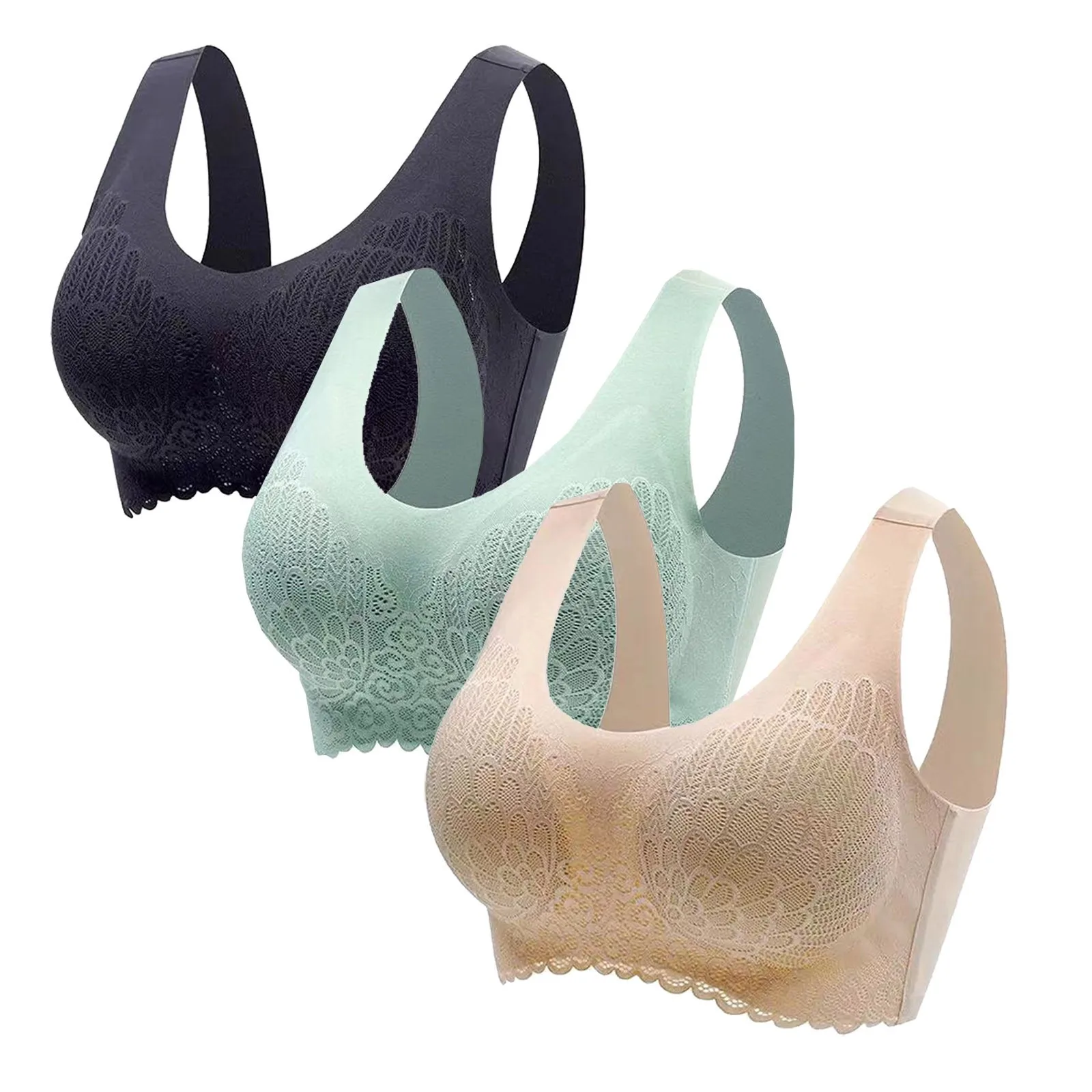 

Women 3pc Sexy Bra Set Underwear Sleep Push Up Soft Cup Bra Latex Underwear Seamless Wireless Sports Yoga Bras Lingerie Bralette