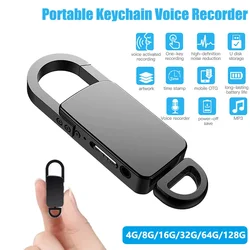 128GB Mini Digital Recorder Keychain Activated Voice Recorder 750 Hours 192KBPS One-key Recording 4-64G Noise Reduce MP3 Player