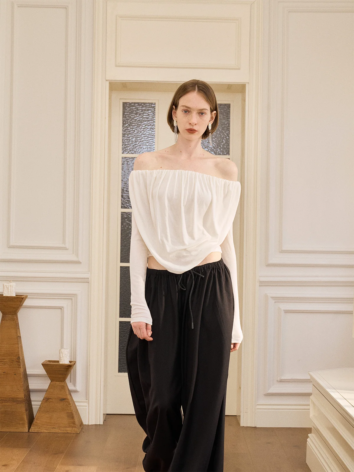 

a Kind Ego Women's Wool Blend irt Ele One oulder Design hine Waable Crumpled Detail Spring 2026 Collection