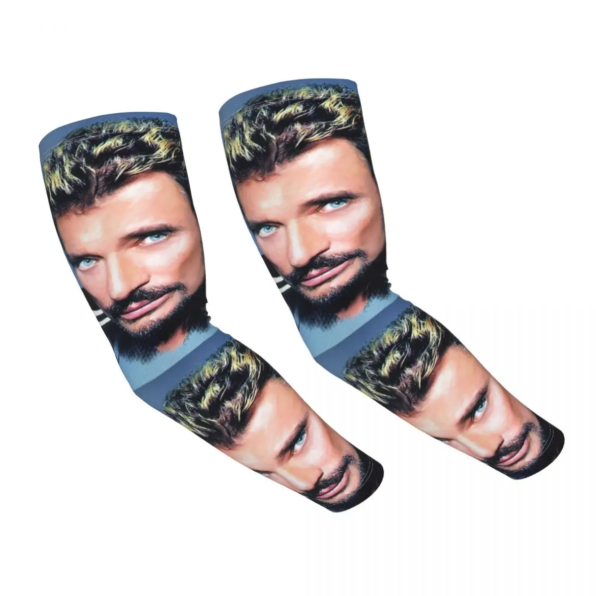 Custom Johnny Hallyday UV Protection Cooling Arm Sleeves Women Men French Rock Singer Sports Running Tattoo Cover Up