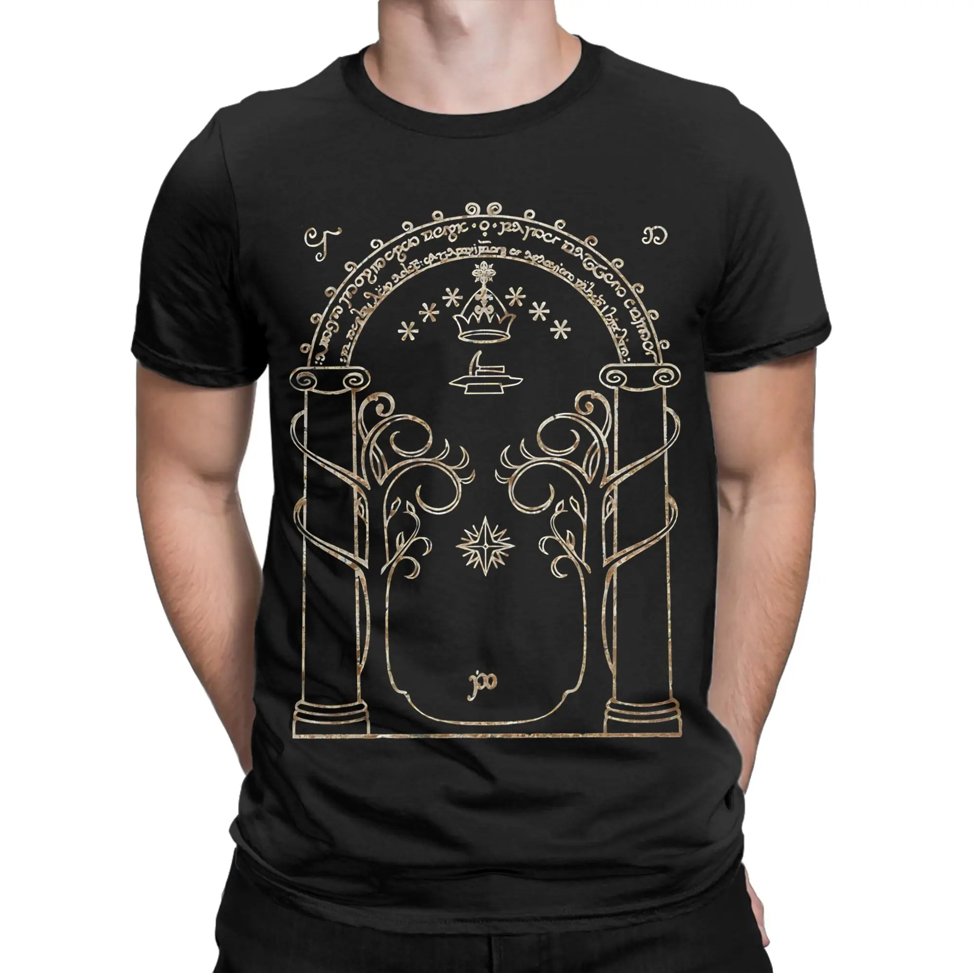 Gates of Moria Men Women's T Shirt L-Lords R-Rings  Novelty Tee Shirt Short Sleeve Crew Neck T-Shirt 100% Cotton Summer Tops
