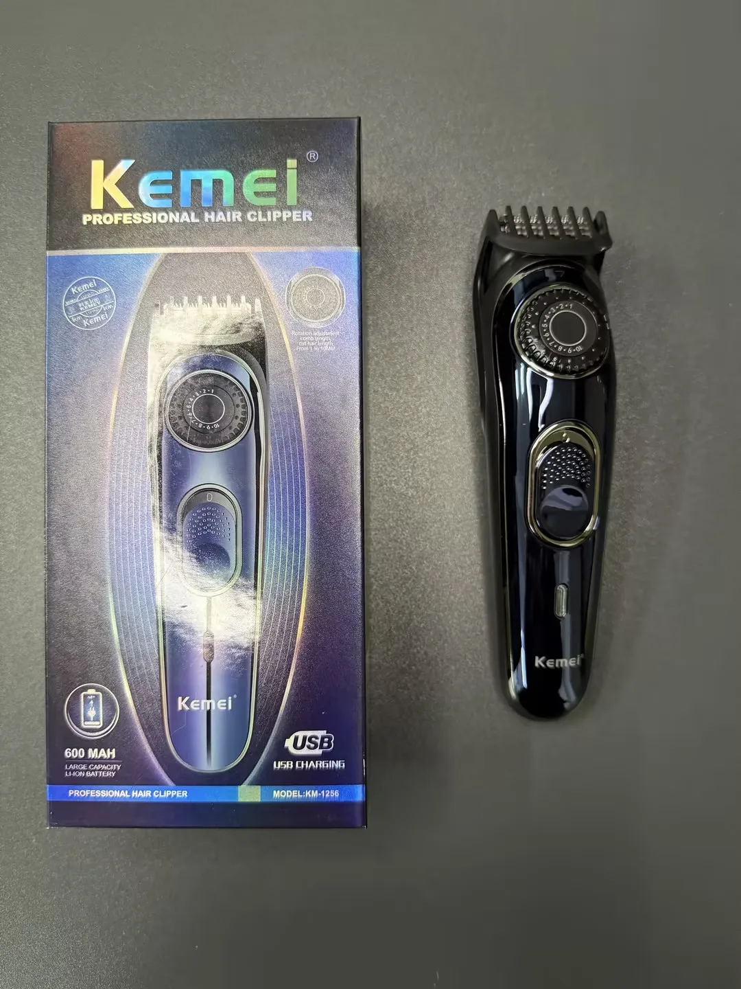 ماكينة قص الشعر الكهربائية اللاسلكية Kemei Km-1256 ماكينة حلاقة لاسلكية عالية الجودة بمنفذ USB مقاومة للماء