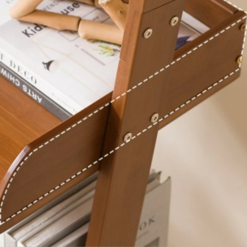 Bamboo Book Storage Holders Modern Simple Floor Storage Holders Multilayer Trapezoid Creative Racks Bookroom Organization