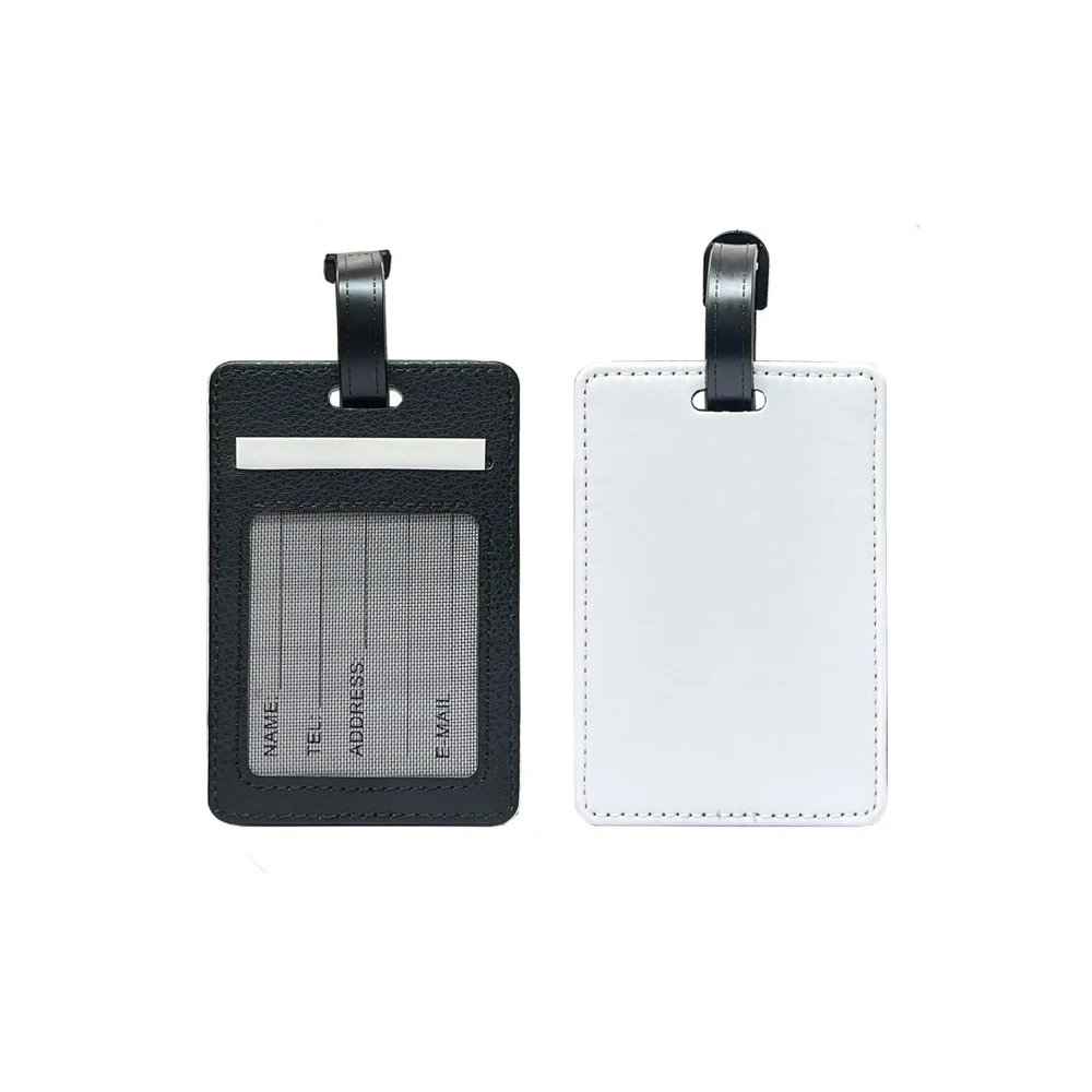 Sublimation Blank Luggage Tags For Suitcase PU Work Card Holder Travel Accessories PU Name Tags For Heat Transfer Print