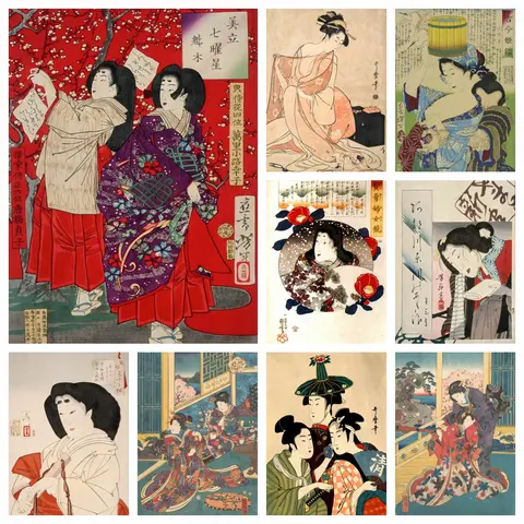 5d DIY Diamond Art Painting Kits Vintage Japanese Geisha Female Embroidery Mosaic Cross Stitch Home Decor Children's Gift Crafts