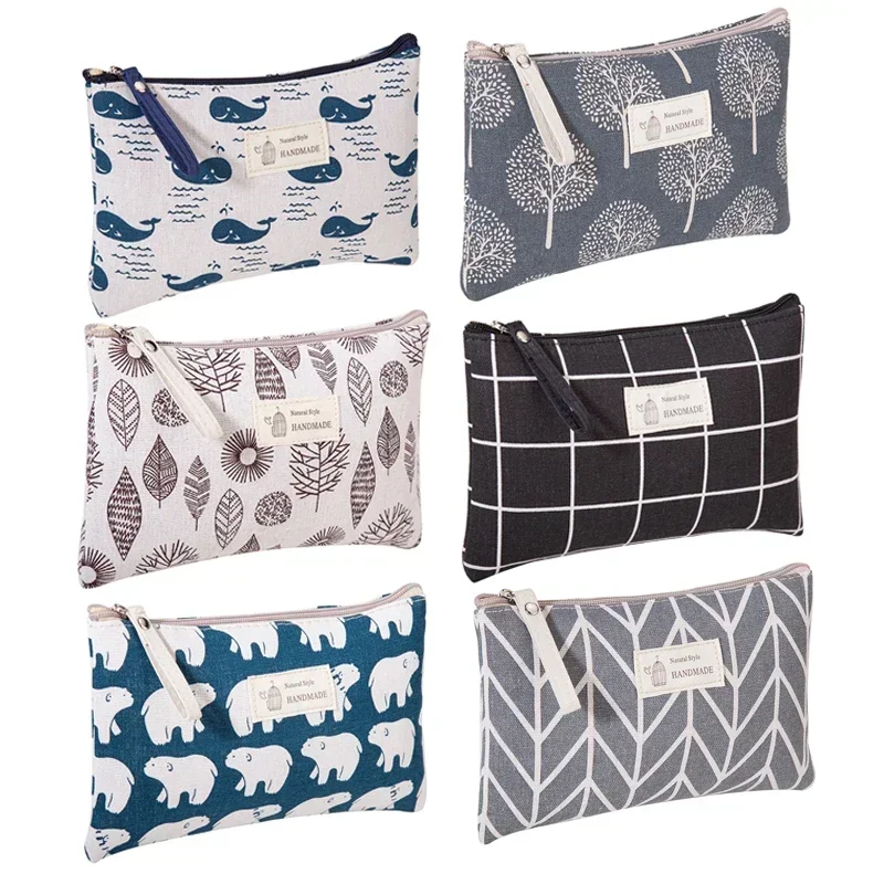 

Fashion Printed Canvas Cosmetic Bag for Makeup Storage Travel Small Make Up Bags Organizer Women's Lipstick Bag