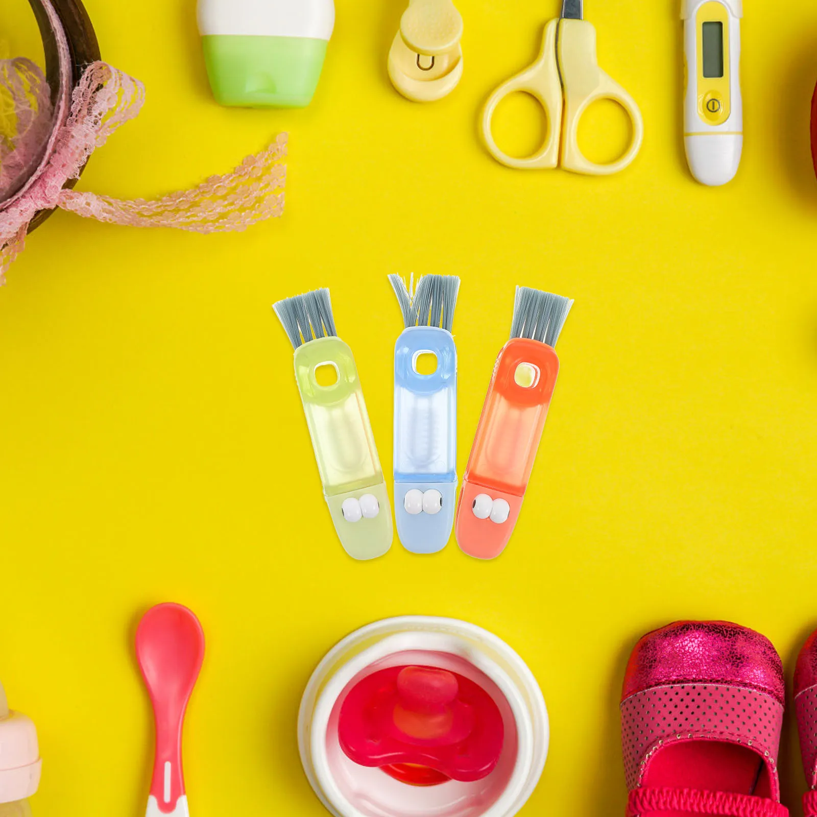 

3Pcs Bottle Brush Set Baby Bottle Cleaner Soft Bristle Plastic Brushes Cup Lid Gap Cleaner Multifunctional Cleaning Tool