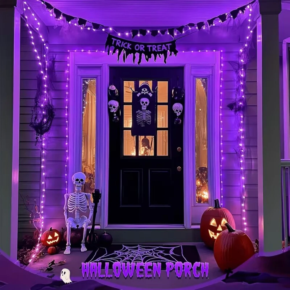 Halloween Solar Powered Purple Copper Wire Lights 50/100/200/300 Leds For Garden Courtyard Terrace Wedding Festive Decorations