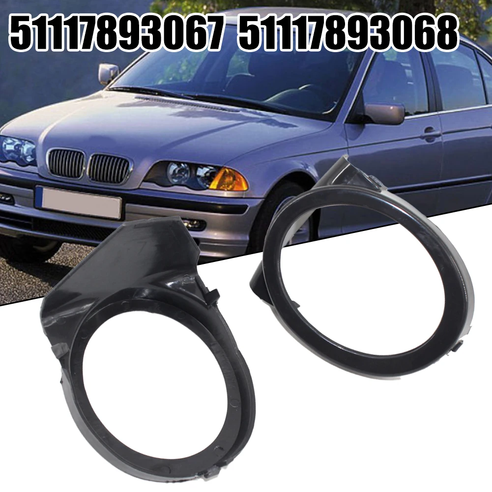 Auto Parts Fog Light Ring Cover 2pcs/set 51117893067 51117893068 Black Front Bumper Cover Kit Left+Right Plastic