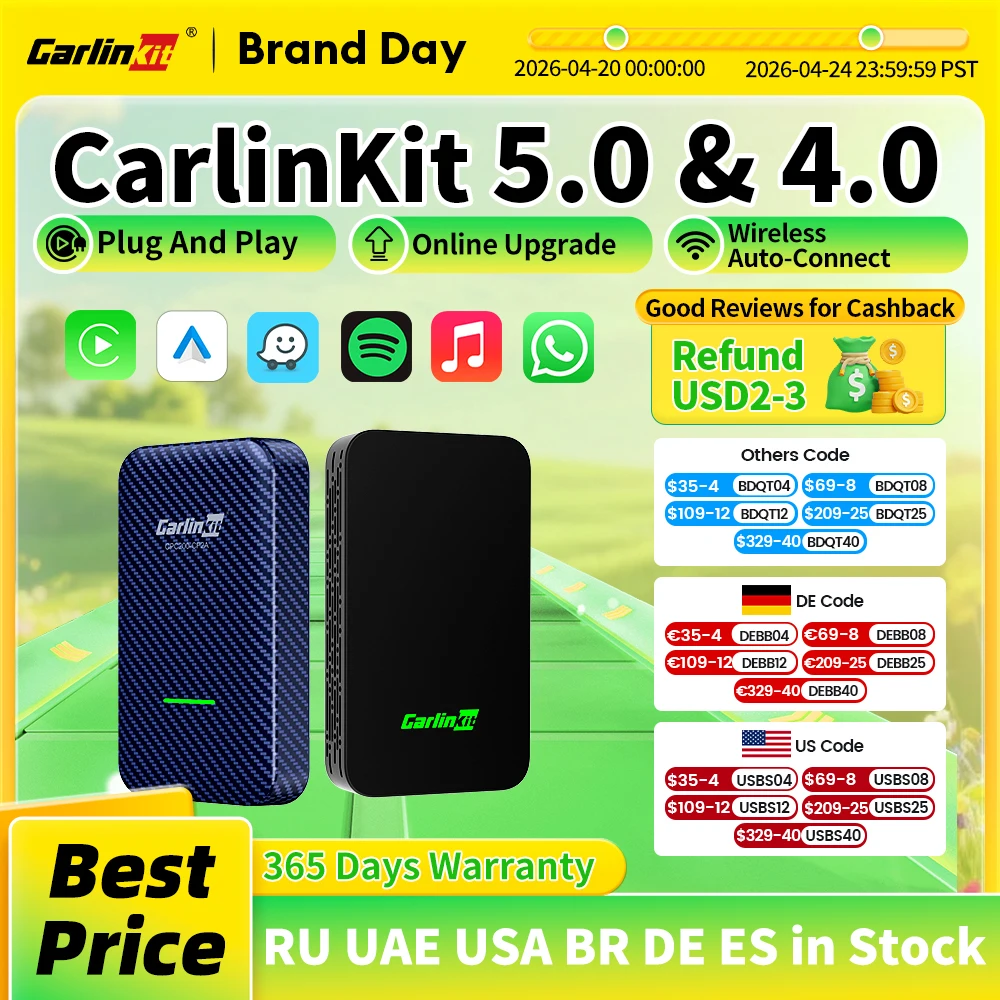 

CarlinKit 5.0 2air и CarlinKit 4.0 CP2A Беспроводной Android Auto и CarPlay Беспроводной адаптер 2,4G и 5,8 ГГц Wi-Fi Автоматическое подключение Обновление OTA