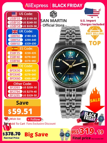 San Martin nuevo reloj Gada de 39mm estilo chino diseño Original Sunburst JianZhan Miyota 90S5 vestido de hombre mecánico automático SN0144