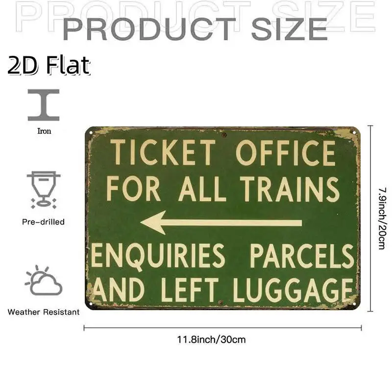Railway Station Metal Tin Sign, HD Printed Retro Wall Decor, Size 8×12