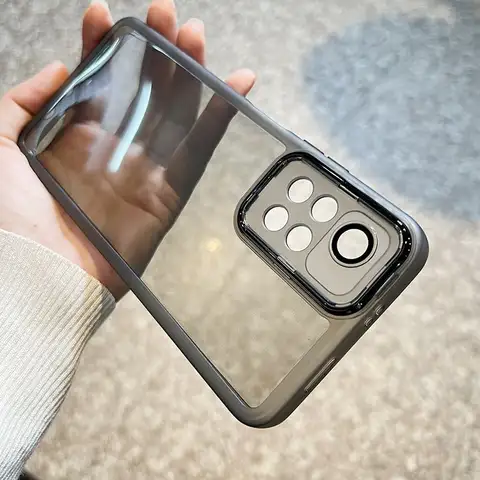 For Xiaomi 11i HyperCharge 5G Case Clear Lens Protection Film For Xiaomi 11i Candy Color Soft Silicone Shockproof Cover