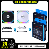LIAN LI UNI FAN SL V2 SL120V2 Reverse Blade 10% Performence Upgraded Version RGB Fan, Single Pack, Black/White