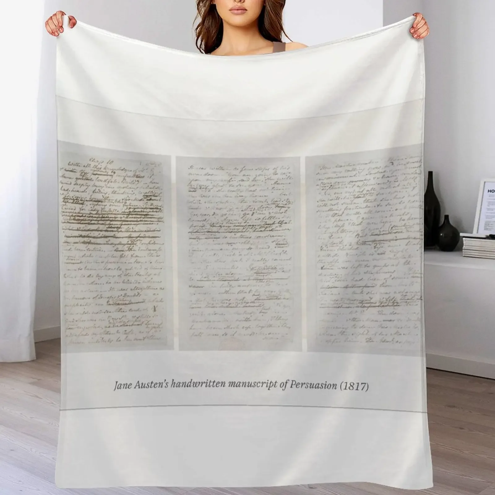 Couverture en tissu avec manuscrit manuscrit de Persuasion de Jane Austen, couverture légère et confortable pour les voyages, le camping et les pique-niques