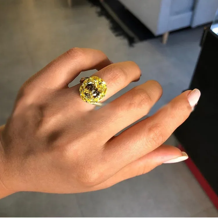 Anello da principessa Topazio giallo Trasparente Nobile Festa di fidanzamento Anello da donna Gioielleria raffinata Decorazione di gioielli squisiti Fidanzata