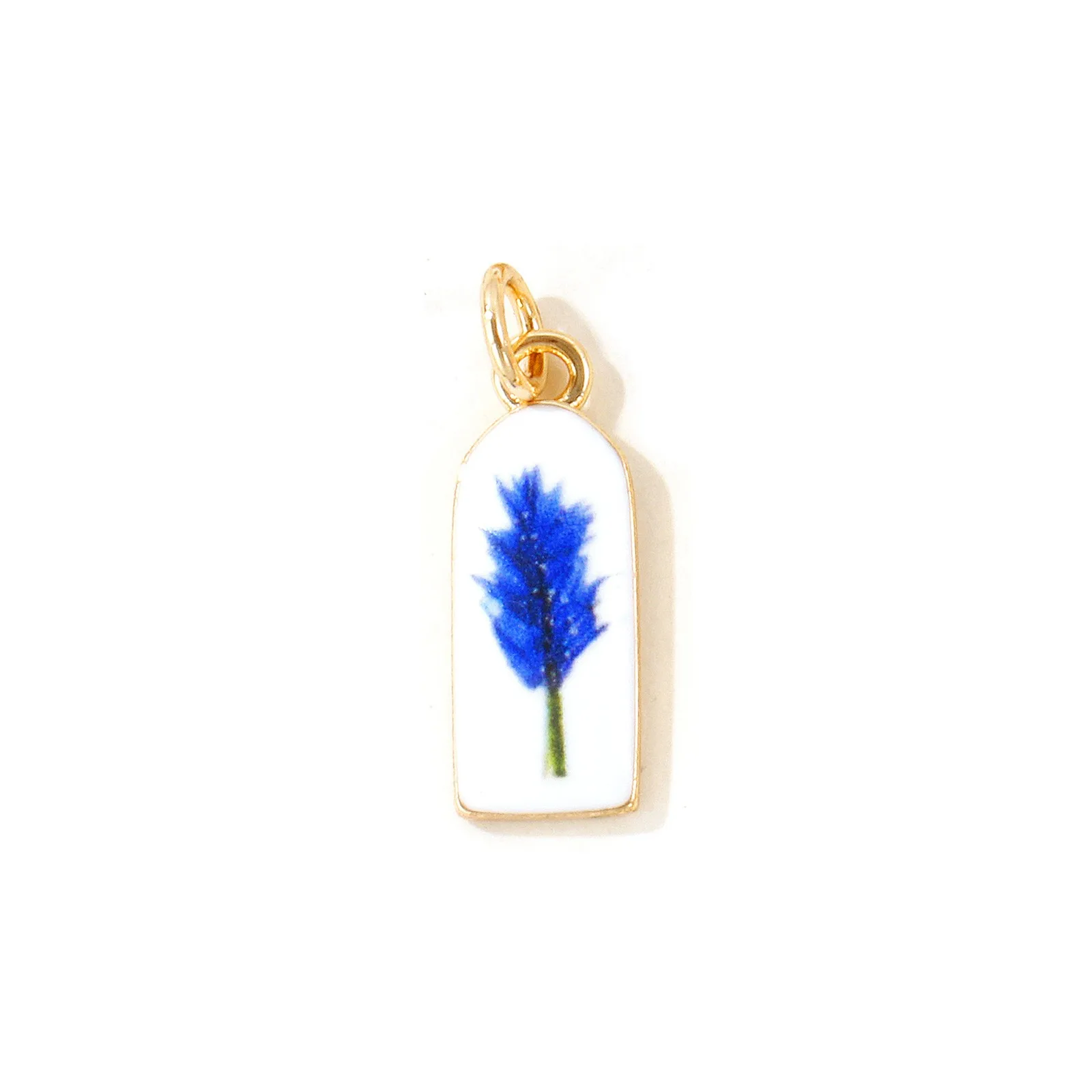 1 Stück mehrfarbiger Blumen-Emaille-Anhänger mit geometrischem Muster, 18K vergoldeter Messinganhänger für DIY-Halsketten-Schmuck, Großhandel, 25mmx8mm – Detail 8