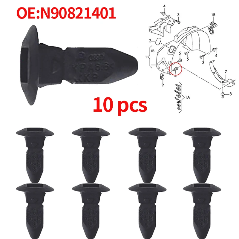 10pcs Wheel Arch Lining Splashguard Fender Apron Screw Grommet Nut Clip For VW Passat B5 Polo Golf IV V Beetle Touareg N90821401