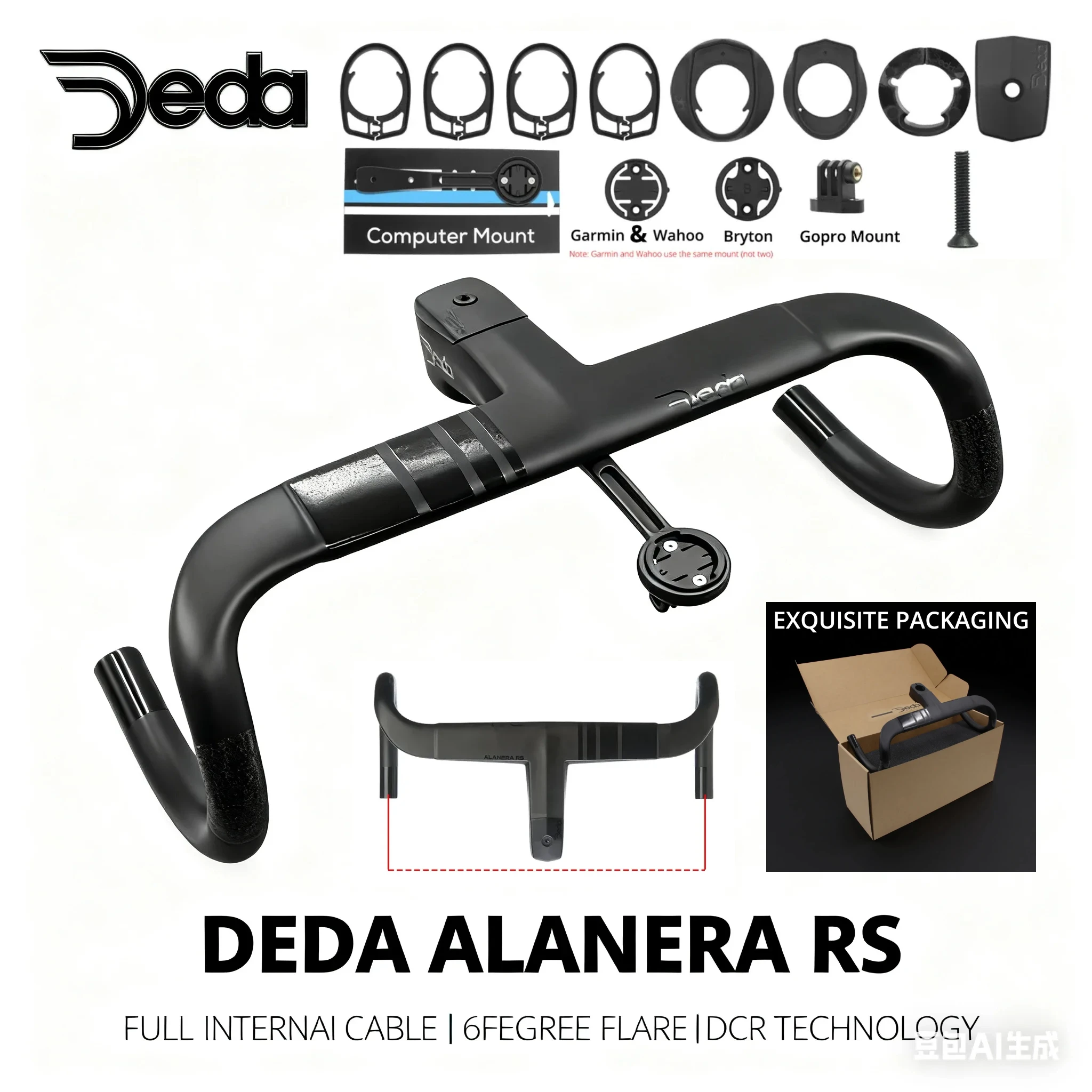 

TOP DEDA ALANERA RS Полная внутренняя прокладка кабеля Шоссейный велосипед Кабина Карбоновый интегрированный руль Di2