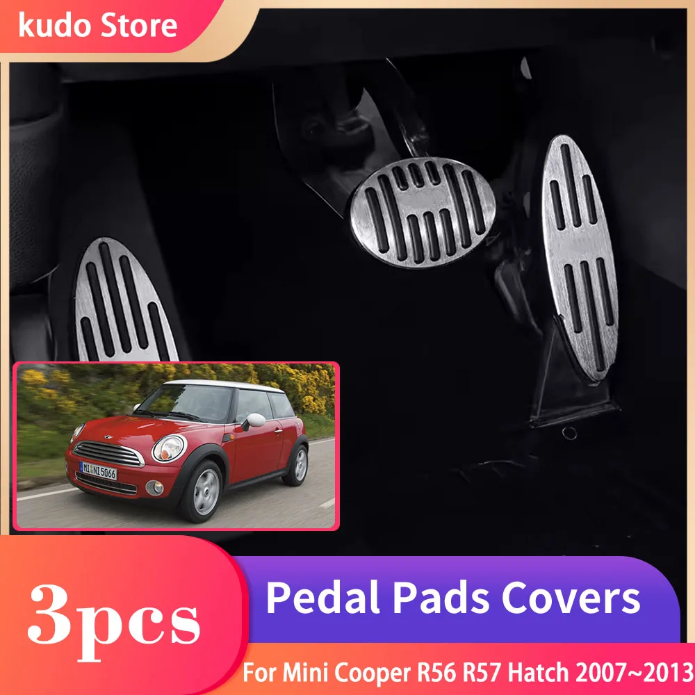 For Mini Cooper Hatch R56 R57 2007~2013 Foot Pedals Rest Brake Accelerator Alloy Tray Car Stainless Steel Pad Interior Acessorie