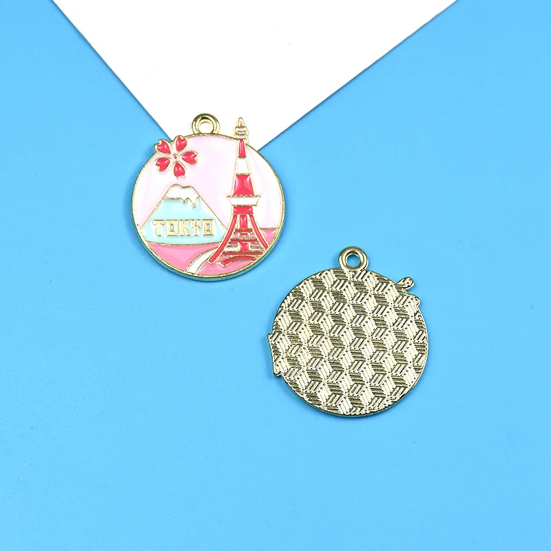 10pcs Famous Country Building Jewelry Accessories Enamel Earring Phone Keychain Necklace Pendant Diy Making Accessories