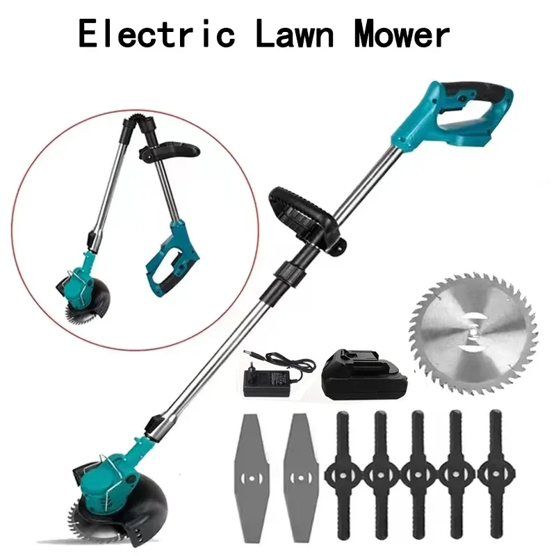 Cordless Lawn Mower Handheld With One Battery Electric Grass Trimmer Adjustable Garden Tools For Makita 18V Battery