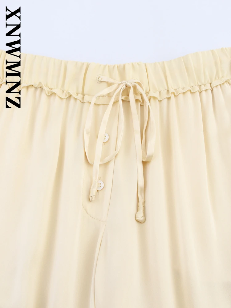 XNWMNZ 2025 夏の新製品女性シンプルな通勤ハイウエストファッション女性服カーキ長ズボンカジュアルボトムス