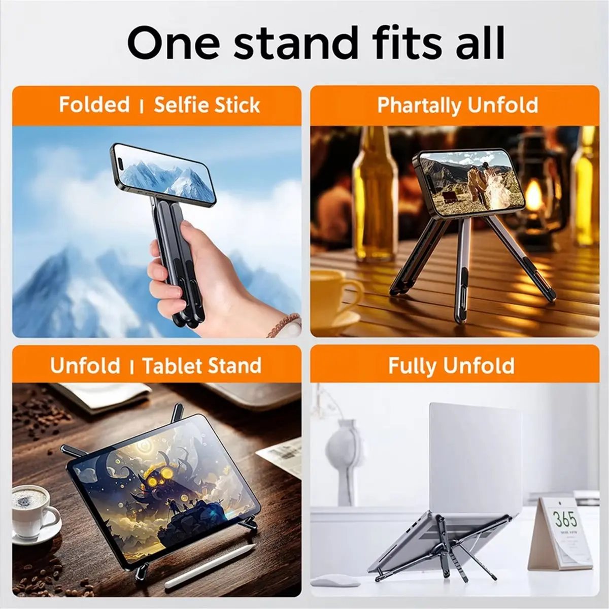 

REST Multifunctional Magnetic Phone Holder Handheld Selfle Stick Foldable Tripod Portable Desk Stand for Phone Tablet Laptop