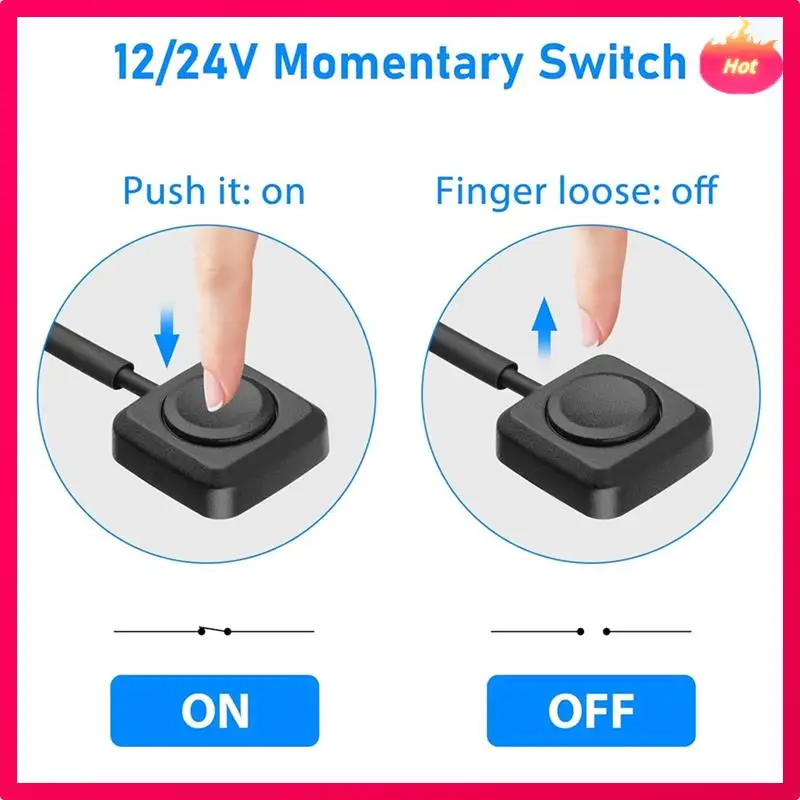 

New 10Pcs Rocker Switches, Momentary Push Button Switch Surface-Mount On/Off Horn Buttons For 12V/24V Industrial Control