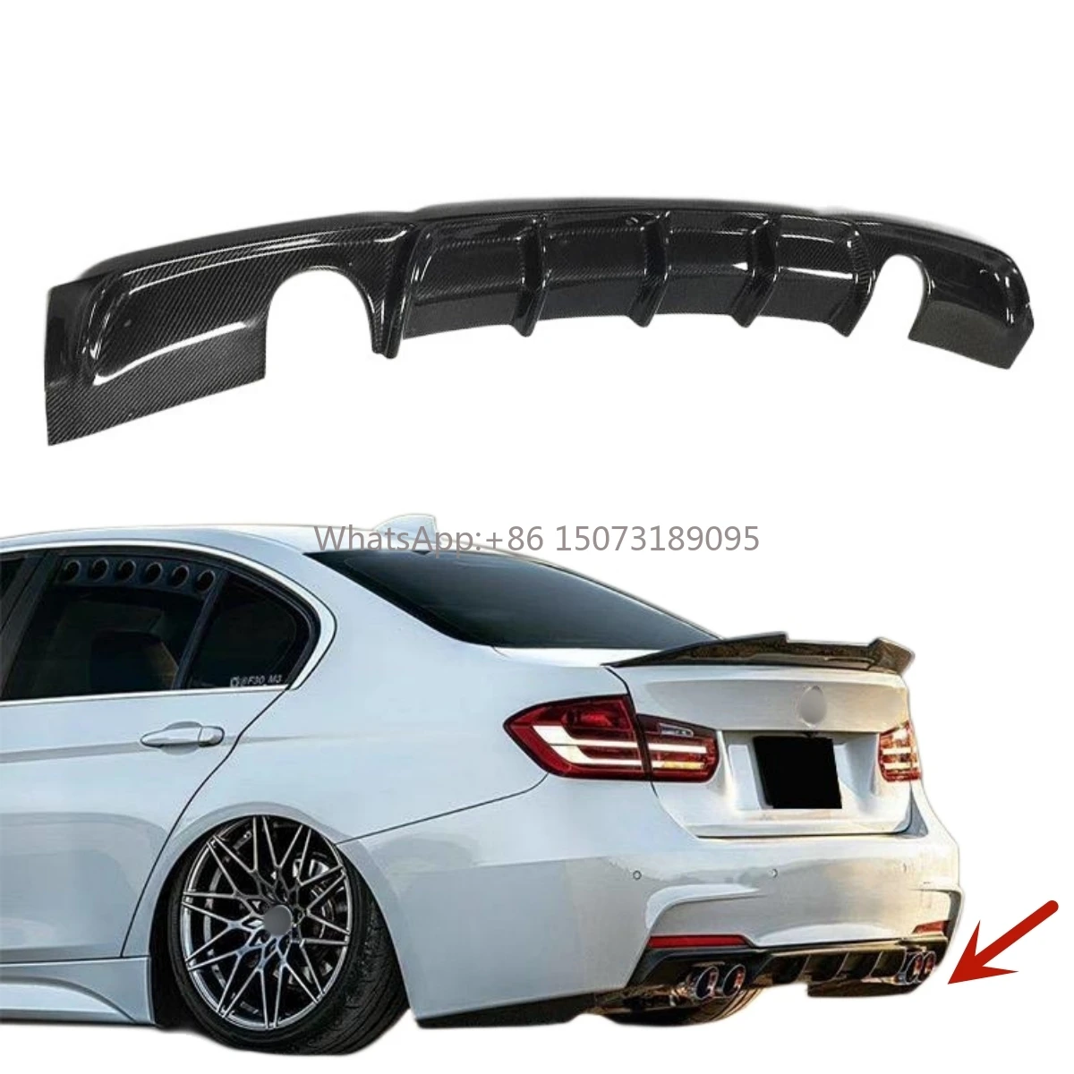 

Modified MP Carbon Fiber Rear Diffuser for 3 Series F30 F35 Sport Spoiler Splitter Bilateral Single Out Bilateral Double Out