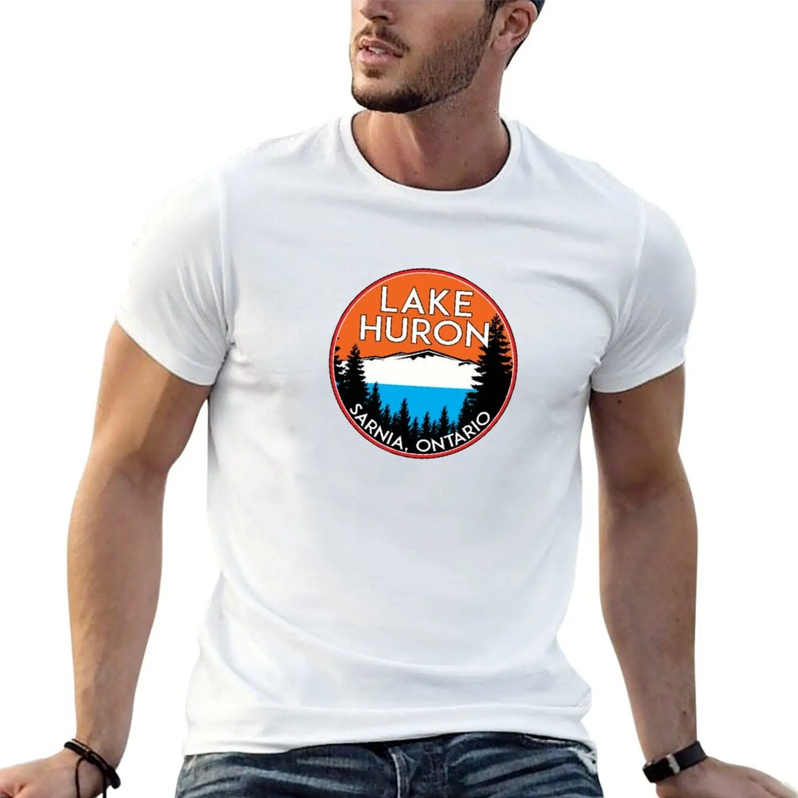 

Футболка Sarnia Ontario Lake Huron Canada, хлопковые футболки, мужские футболки из 100% для мужчин, белая футболка