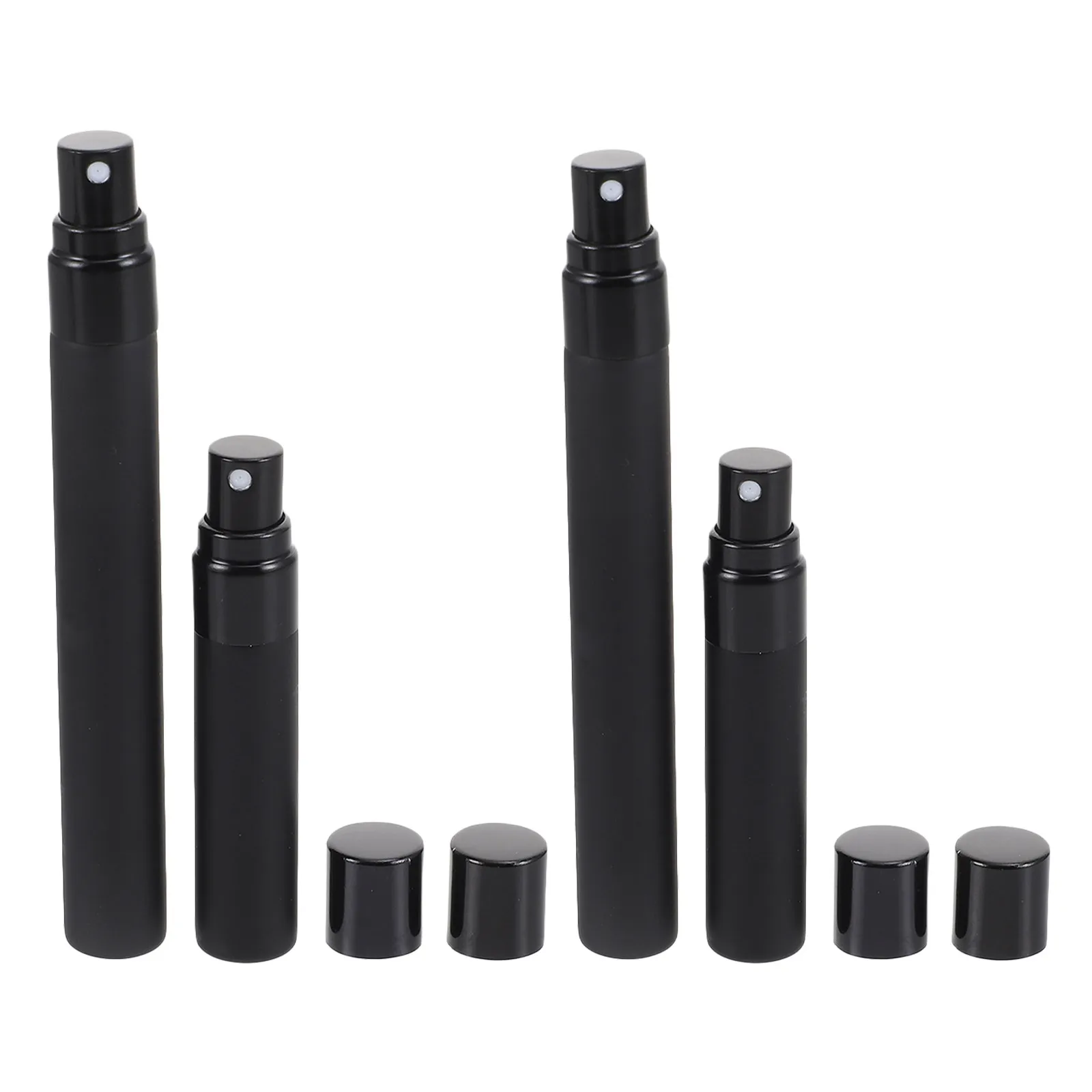 4Pcs Frosted Black Glass Perfume Spray Bottles Refillable Leak Proof Empty Bottles for Travel Fragrance Sample Separation Sub