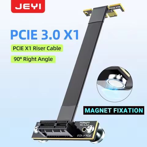 JEYI PCIe 3.0 X1 Magnetic Fixatiom Riser Cable 8Gbps - 90&deg; Dual Angle 10cm(0.32ft)for PCIe WiFi Card, M.2 Adapter, USB PCIe Card