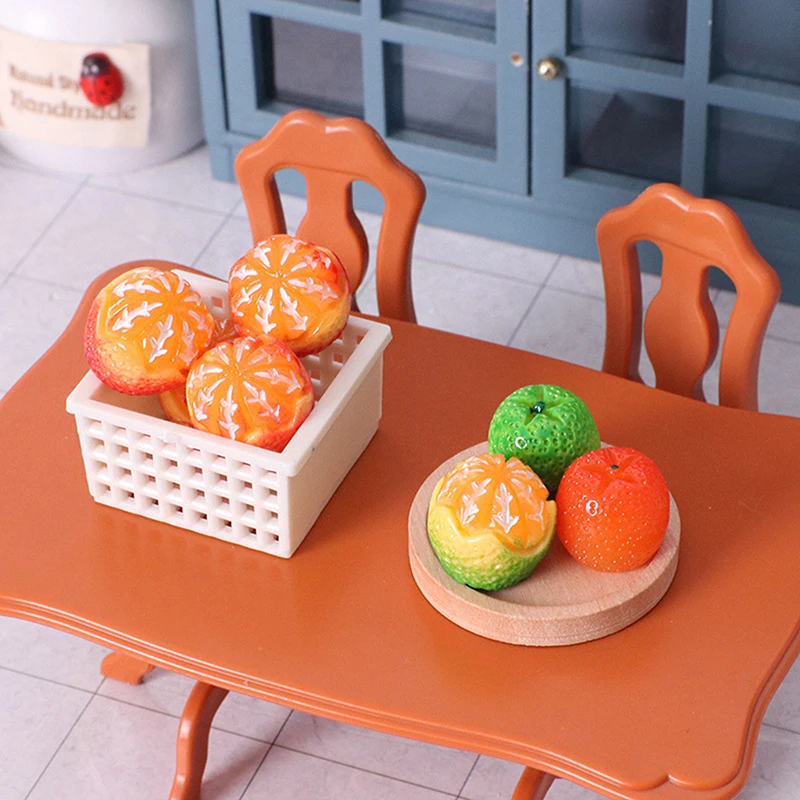 1/12 casa de muñecas simulación fruta naranja con cesta Kit casa de muñecas cocina en miniatura decoración de alimentos juguetes para juego de imitación