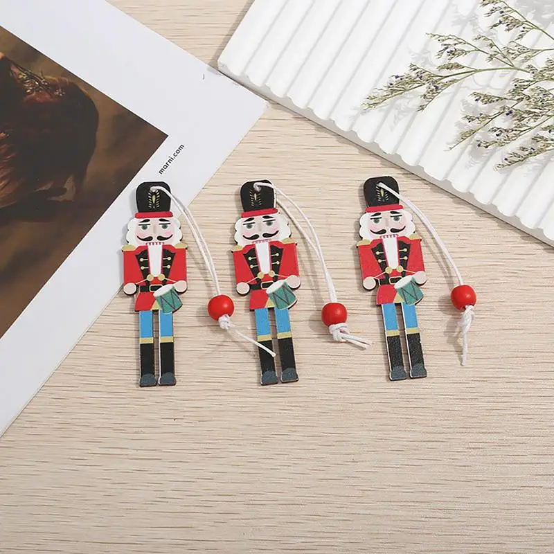 Nutcracker Christmas Ornaments Creative Wooden Small Soldier Pendants Puppet Xmas Tree Decorations Party Festival Novelty Gifts