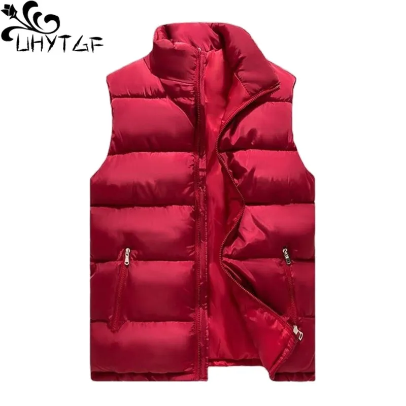 

UHYTGF 6XL Big Size Down Jacket Waistcoat Women's Cotton Coat Warm Couple Outfit Autumn Winter Vests Female Parkas Overcoat 1861