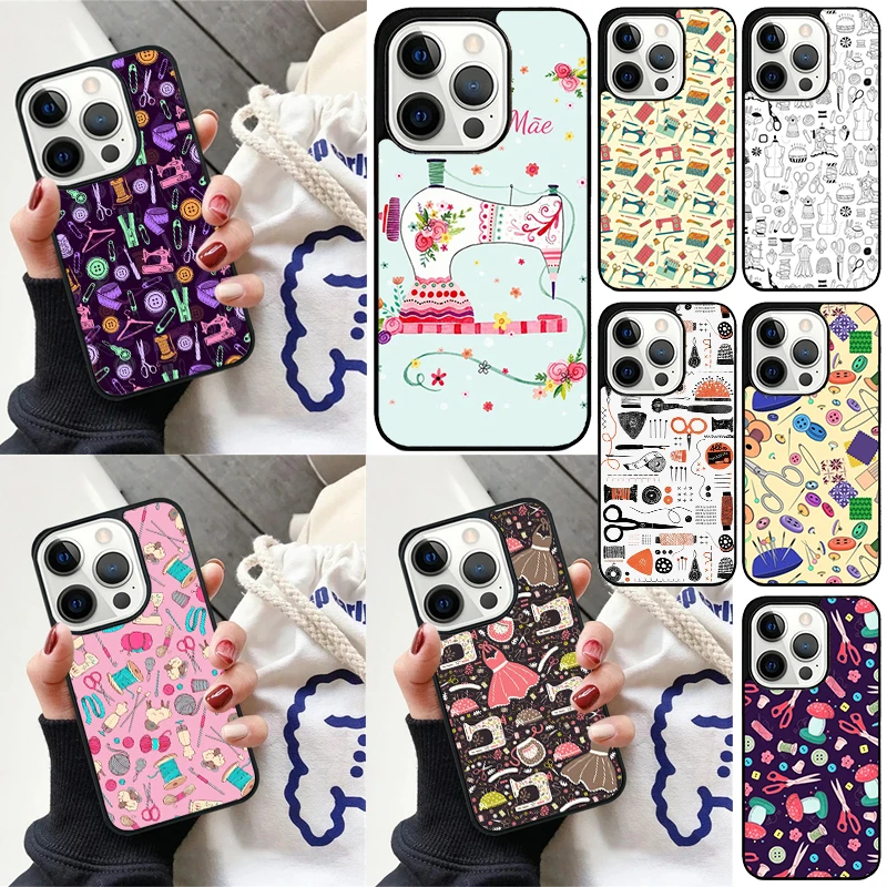 Sewing Machine Pattern Cover For iPhone 16 13 14 15 Pro Max 12 Mini 11 15 Pro Max 6 7 8 Plus Max SE 2020 Phone Case