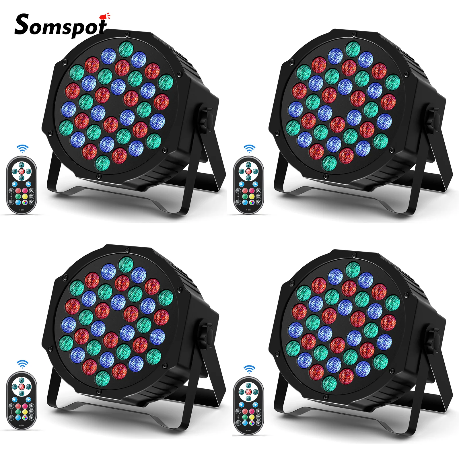 Somspot 4 قطعة 36 المصابيح الاسمية أضواء التحكم الصوتي المرحلة الإضاءة تأثير LED ضوء الإسقاط ل ديسكو حفلة موسيقية مسرح الزفاف