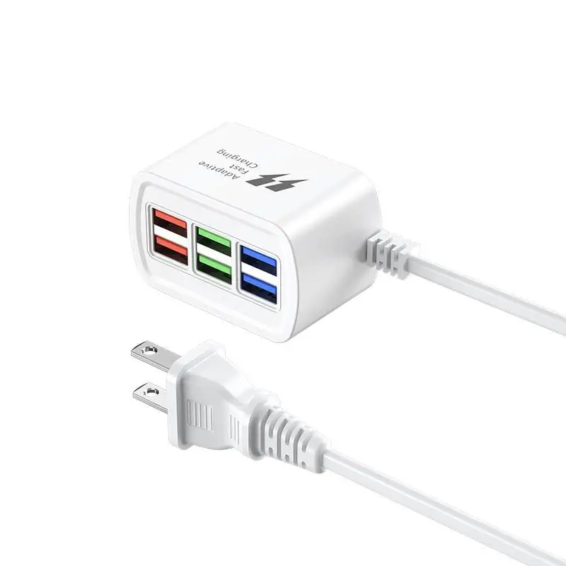 Schnelles USB-Ladegerät, 6-in-1-Steckdosenleiste, Desktop-Ladestation, schnelles Laden, 1 m Kabel, USB-HUB-Adapter, Buchse für iPhone 16 15 Zuhause