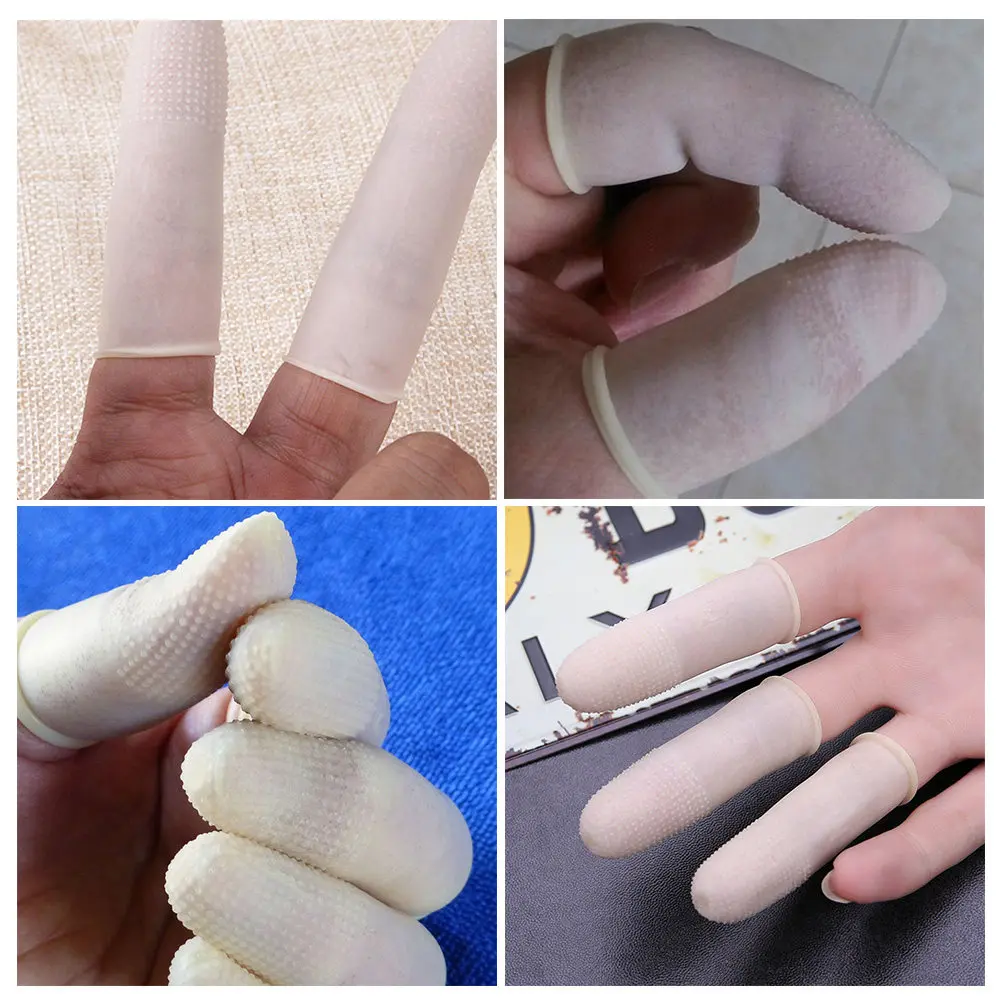 

100Pcs Finger Cots Elastic Natural Emulsion Non-Slip Protective Finger Sleeves for Painting Crafts Use Electronic Repair