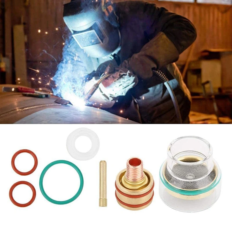 TIG lensa Gas Collet Kit habis pakai TIG obor las dengan cincin plastik putih Model untuk WP9 WP20