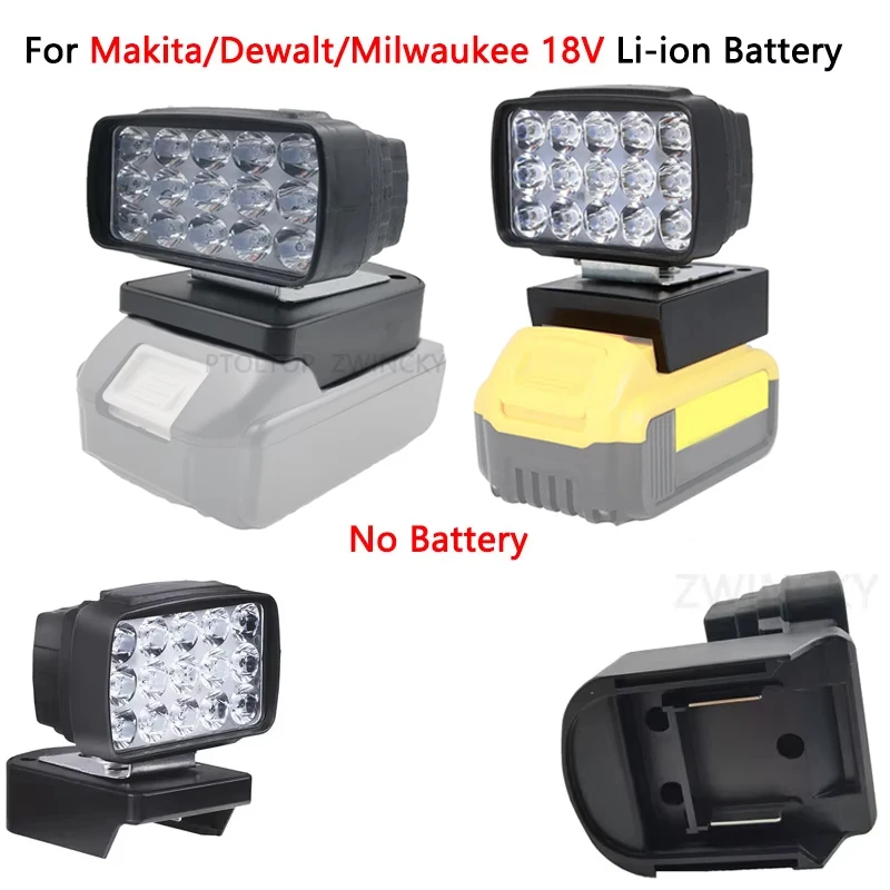 

8W 18V LED Lamp Work Light Flashlight For Makita/Dewalt BL1430 BL1830(NO Battery,NO Charger)Lithium Battery USB Outdoor Lighting